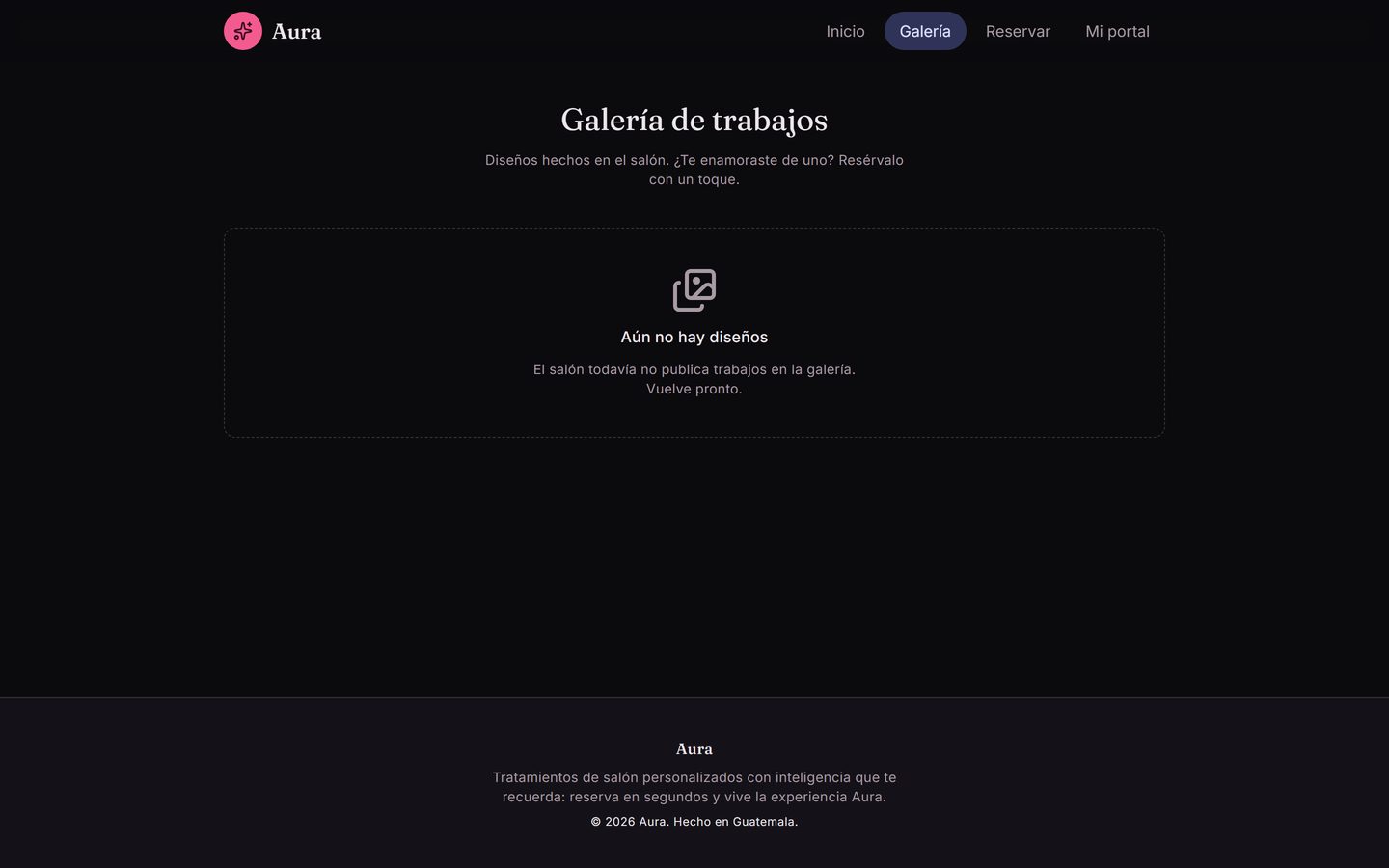 Galería de trabajos del salón en el sitio de clientas de Aura